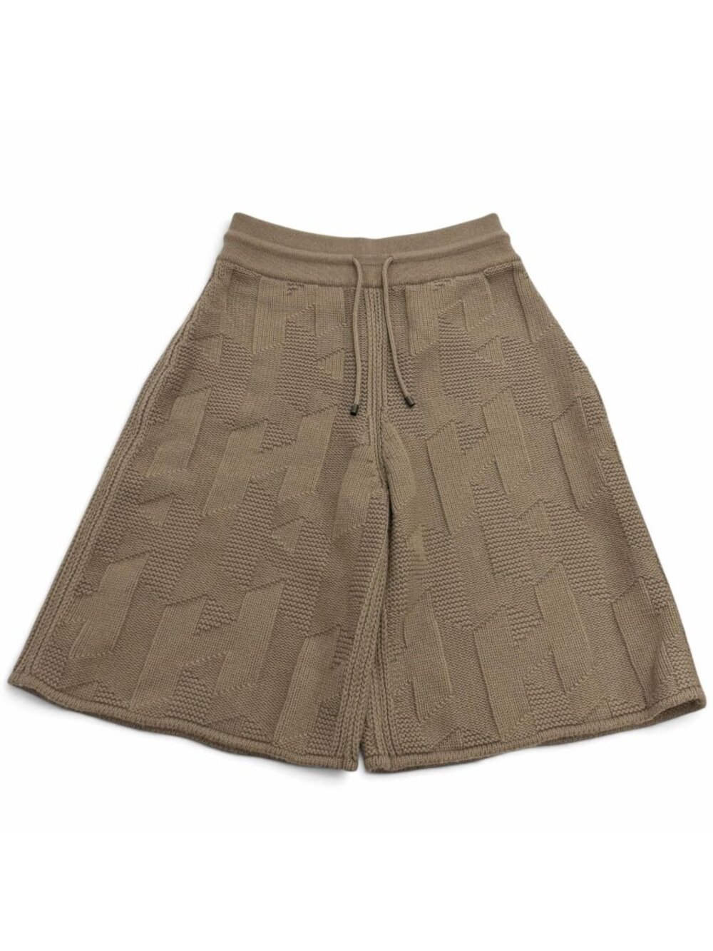 Hermes Wool 100% H Motif Knit Shorts Brown 36